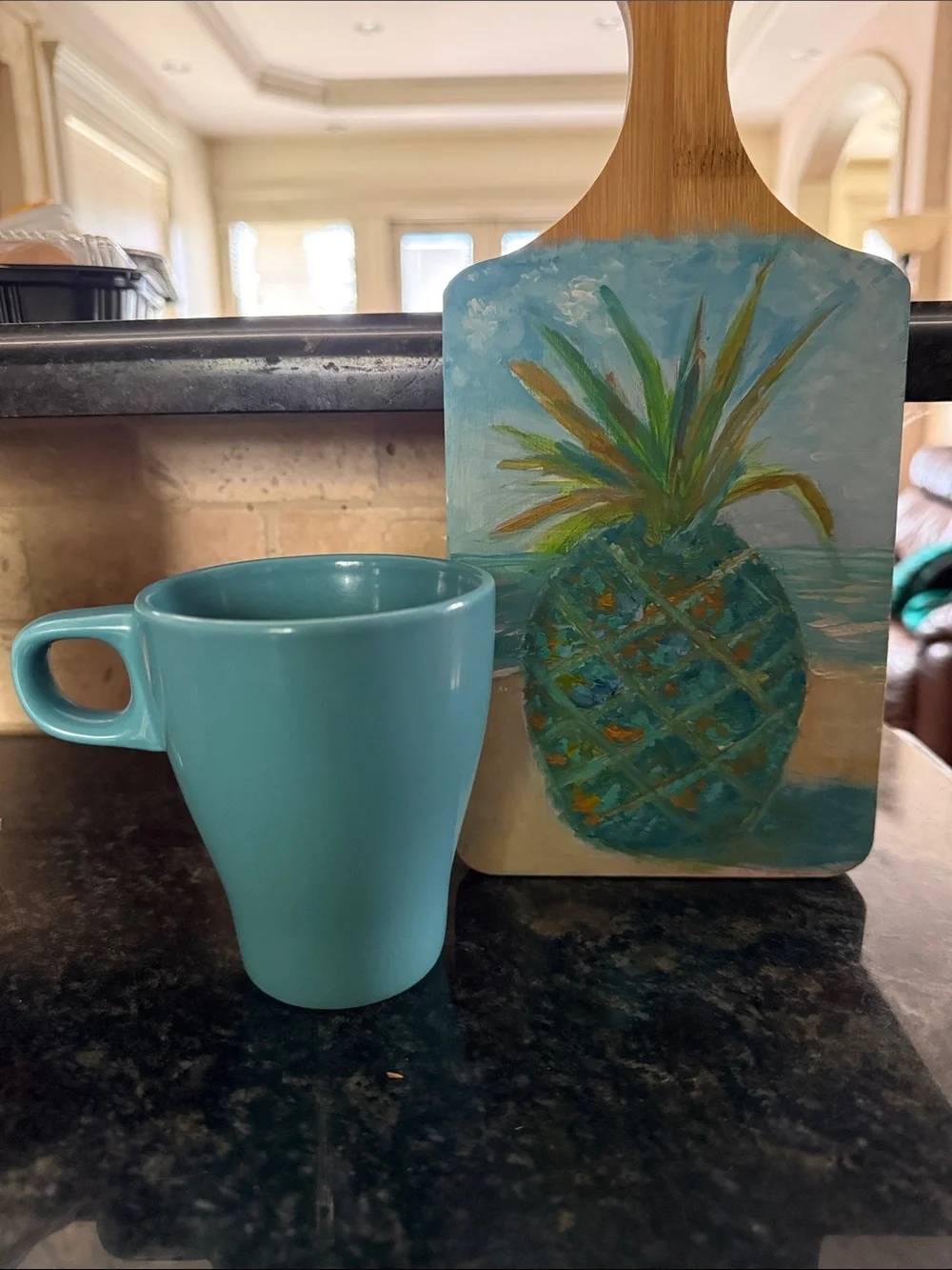 Hand-Painted Pineapple Paddle Board - Turquoise & Aqua